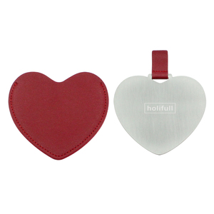 Bán sỉ thép không gỉ hình trái tim thẻ da make up mỹ phẩm Pocket trang điểm cầm tay gương với PU Pouch - Product Image 3