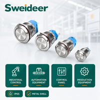 Sweideer Interrupteur à bouton-poussoir momentané LED en acier inoxydable 12/16/19/22mm, étanche IP65, montage sur panneau 1NO/1NC