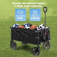 Chariot pliant avec poignée rebondissante, cadre en aluminium robuste, certifié ISO9001, multi-usages, plage, camping, jardin, chariot de courses, personnalisable