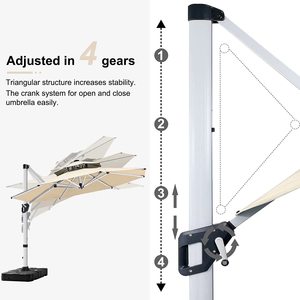 <span class=keywords><strong>Sombrilla</strong></span> <span class=keywords><strong>de</strong></span> Patio en Cantilever ABCCANOPY <span class=keywords><strong>de</strong></span> 10 Pies, <span class=keywords><strong>Sombrilla</strong></span> Cuadrada <span class=keywords><strong>de</strong></span> Doble Techo, <span class=keywords><strong>Sombrilla</strong></span> Exterior Desplazada con Rotación <span class=keywords><strong>de</strong></span> 360 Grados - Product Image 4