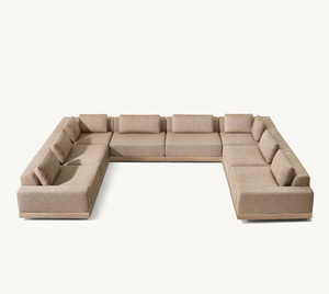 Moderno lujo para todo tipo de clima Patio jardín Hotel piscina sofá conjuntos ocio al aire libre muebles de madera maciza teca sofá Modular U-Sectional - Product Image 2