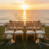 Chaise empilable en rotin et bois de bouleau Bjflamingo, chaise de banquet de mariage en bois avec coussin de siège amovible
