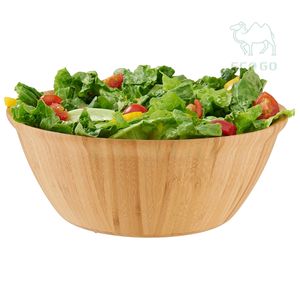 Bol à salade en bambou naturel biologique Bol de service pour fruits ou salades Vaisselle de service par Bamboo - Product Image 1