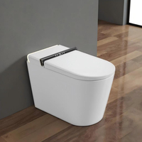 WC intelligent monobloc en céramique, à montage au sol, avec capteur de pied intelligent, siège allongé, siège chauffant, double chasse automatique et fonction S-trap