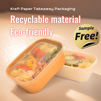 Kraftpapier Voerbak Nemen Voedsel Lunch Bento Dozen Papier Voedsel Doos Voor Salade/Noedel/Fruit