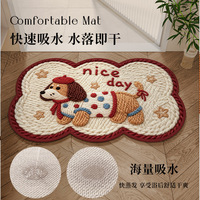 Tapis de bain en polyester absorbant motif ours de dessin animé mignon, forme personnalisée, design paix