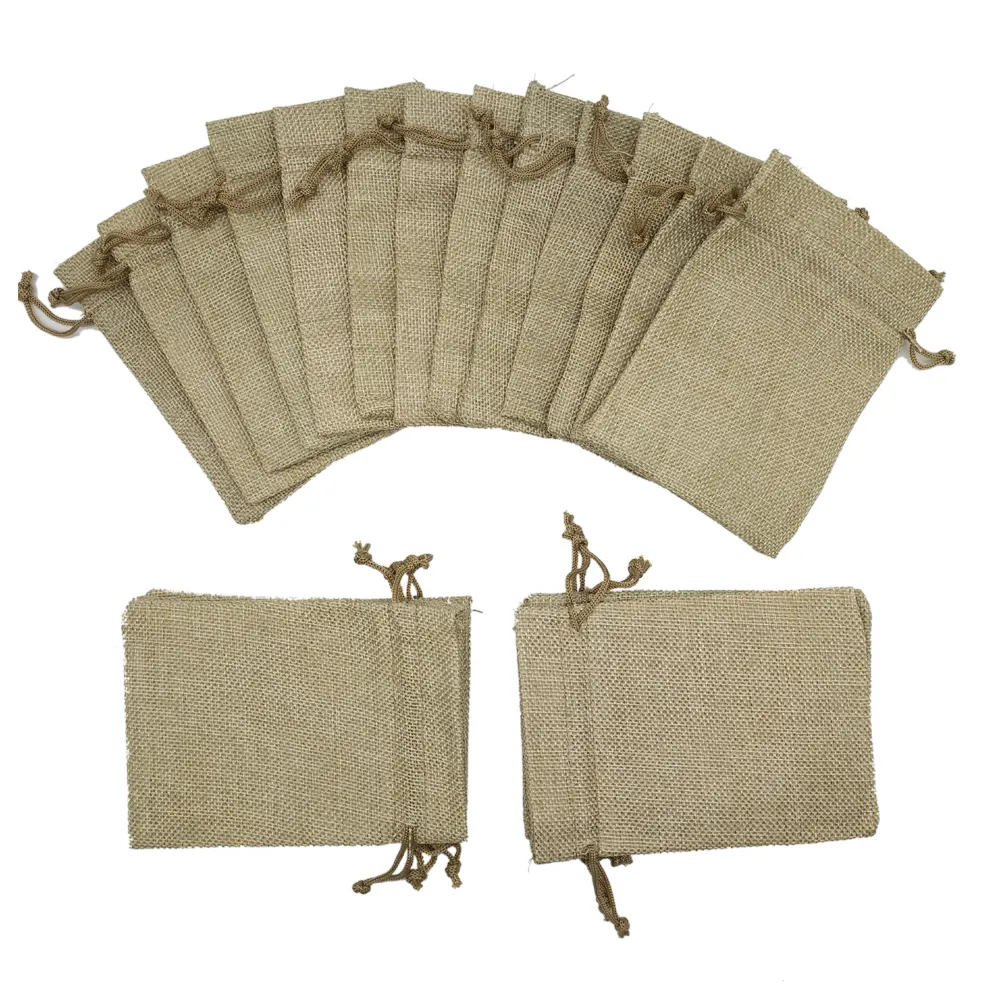 wholesale drawstring burlap pouch jute hessian bag burlap trick or treat bag burlap bag with drawstring