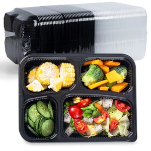 Boîte alimentaire en PP à 6 compartiments avec couvercle transparent, jetable, pour préparation de repas, sans BPA, compatible micro-ondes, boîte à emporter - Product Image 1