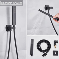 Ensemble de douche thermostatique moderne noir en laiton pour hôtel, mitigeur de douche encastré pour appartement, avec jet de massage rotatif