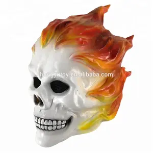 Halloween Ghost Rider Flame Skull Mask Horror Ghost Full Face Latex Masks Cosplay Costume Props