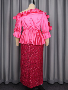 ATP051024-ASK051025 Set Estivo da Donna con Top Asimmetrico Monospalla con Volant e Gonna Aderente con Paillettes - Product Image 6