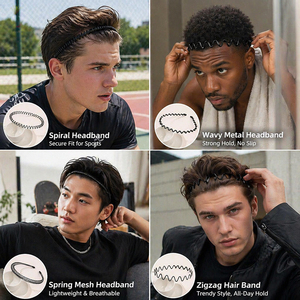 Diadema Metálica de Alta Calidad para <span class=keywords><strong>Hombre</strong></span>, Nueva Banda para el Cabello Deportiva de Primavera, Antideslizante, Diadema Premium para el Cuidado del Cabello Masculino, Venta al por Mayor - Product Image 2