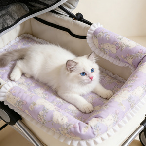 Tapis de poussette pour animaux de compagnie avec ensemble de coussins en coton PP, chaud, pour chat, utilisation quatre saisons - Product Image 2