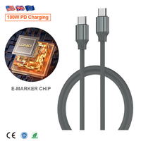 Câble de données pour téléphone LDNIO LC441C-100W, charge rapide PD, Type C vers C, puce E-marker, synchronisation des données, directement de l'usine, certifié CE ROHS