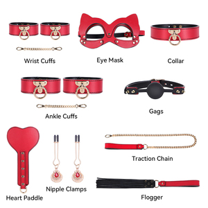 BANSEY Kit de Contrainte en Cuir 8 Pièces avec Étui Crocodile, Collier, Laisse, Menottes, Paddle – Coffret Cadeau Érotique pour Couples - Product Image 5