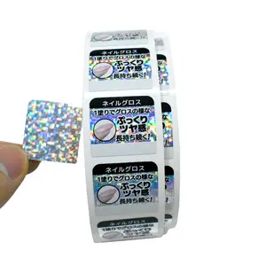 Removable vinyl label film supplier round square water proof hologram rainbow holographic stickers