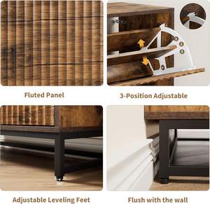 Armadietto per scarpe per ingresso, armadietto per scarpe con 3 cassetti ribaltabili, armadietto per scarpe con accento scanalato - Product Image 3