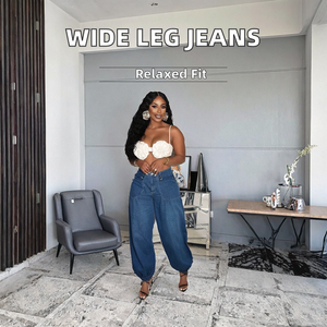 Pantalon cargo en jean décontracté pour femme, style européen et américain, taille mi-haute, respirant, coupe ample, longueur intégrale - Product Image 2