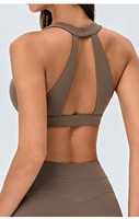 Soutien-gorge de sport respirant à séchage rapide, col en V, dos croisé, découpes triangulaires, coussinets amovibles en forme de goutte d'eau, maintien moyen