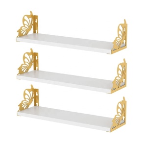 Decoración de la habitación Estantes flotantes de libros de oro blanco Estantes de pared de mariposa - Product Image 1