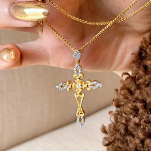 Silver Plated <b>Small</b> <b>Cross</b> <b>Necklace</b> Plata Pura 925 Italiana 18k <b>Gold</b> Plated Sterling Silver Pendent <b>Necklace</b> - Product Image 1