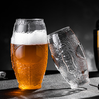 480ml/16oz 독특한 디자인의 창의적인 축구공 모양 재미있는 축구공 16온스 맥주잔 유리컵 유리제품 유리 축구 머그잔 맥주잔 머그컵