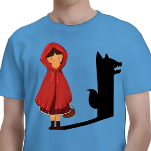 Camiseta Gráfica <span class=keywords><strong>de</strong></span> <span class=keywords><strong>Caperucita</strong></span> <span class=keywords><strong>Roja</strong></span> para Hombre, Camiseta <span class=keywords><strong>de</strong></span> Manga Corta con Sombra <span class=keywords><strong>de</strong></span> Lobo <span class=keywords><strong>de</strong></span> Cuento <span class=keywords><strong>de</strong></span> Hadas, Top Informal con Diseño Artístico - Product Image 4