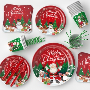 Lot de fournitures de fête de Noël personnalisées en gros : Assiettes, gobelets, <span class=keywords><strong>serviettes</strong></span>, ballons et décorations en forme de bonhomme de neige pour événements festifs - Product Image 5