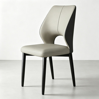 Chaises de salle à manger modernes en acier carbone recouvertes de cuir - Meubles de salle à manger écologiques et durables pour la maison