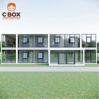 Edificio de Oficinas Modular de Dos Pisos con Muro Cortina de Vidrio Cbox, Casa Contenedor Modular de Doble Planta
