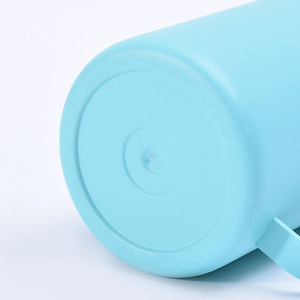 Vaso de viaje personalizado de acero inoxidable de 16oz con asa y Ventosa con recubrimiento de polvo de paja para uso en oficina en stock - Product Image 5