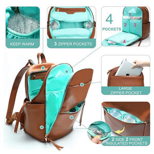 Bolsa de Pañales Impermeable de Cuero PU con 6 Bolsillos Aislados, Mochila Personalizada para Mamá y Papá, Bolsas Organizadoras de Viaje - Certificación BSCI - Product Image 4