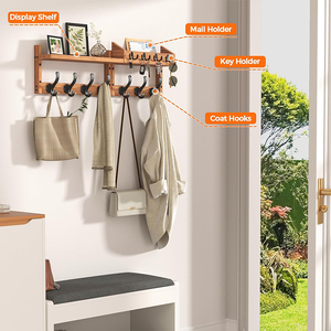 WDF Home - <span class=keywords><strong>Perchero</strong></span> de Madera para Colgar Llaves, Soporte para Abrigos, Gancho para Correo, para Montar en la Pared, Porta Llaves de Pared - Product Image 5