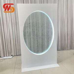 SMOOTH Wedding Oval White Metal Wedding Welcome Waterfall Welcome Sign <b>With</b> White Light - Product Image 2