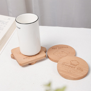 Acacia Wood <b>Coaster</b> <b>Set</b> Round Square Irregular Shape Nordic Style Heat Insulating Coffee Mat With Logo Household Cup Holder - Product Image 4