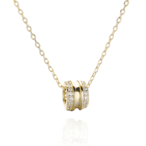 Collana in Oro con Diamanti, Placcata in Oro 18K, Minimalista, per Uso Quotidiano Femminile, Diamanti Naturali Taglio Brillante Rotondo - Product Image 1