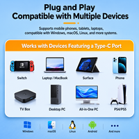 Adaptador Gigabit Ethernet Plug and Play, USB-C a RJ45 1000Mbps, Dongle LAN con Cable Trenzado de Aluminio para MacBook, PC, Windows, MacOS, Linux
