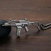 Collier pendentif en forme de pistolet massif en acier inoxydable argenté, sans rouille, pour hommes
