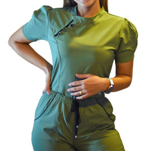 Ensemble <span class=keywords><strong>de</strong></span> blouses médicales pour femmes Yilong, couleur unique, <span class=keywords><strong>blocage</strong></span> <span class=keywords><strong>de</strong></span> couleur, col, ceinture à nouer, ajoutant du style, assurant le confort et la fonctionnalité - Product Image 3