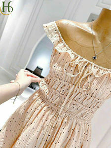 Vestido Mini con Hombros Descubiertos y Estampado de Puntos, Vestido Midi sin Mangas, Estilo Casual, Dulce y Vintage, Fabricación OEM en Vietnam - Product Image 6