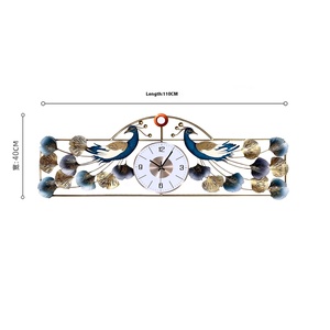 Đồng hồ treo tường phòng khách Trung Quốc cao cấp sáng tạo trang trí nghệ thuật ánh sáng sang trọng hiện đại đồng hồ kim loại im lặng con công - Product Image 4