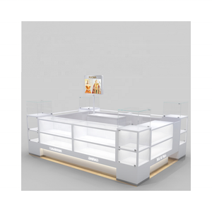 Conception de kiosque de centre commercial exposition verre mur blanc type vitrine comptoir affichage <span class=keywords><strong>bijou</strong></span> extérieur armoire racks - Product Image 5