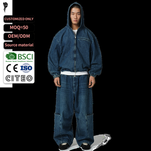 OEM Wholesale Jeans <b>Set</b> Custom Plus Size Heavy Weight Mens Organic Cotton Denim <b>Set</b> - Product Image 1