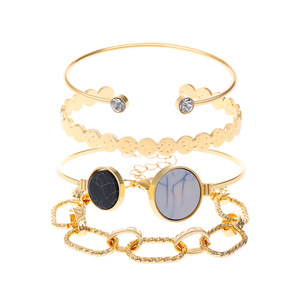 Nouvel ensemble de bracelets joncs multi-couches rétro minimalistes, couleur or et <span class=keywords><strong>argent</strong></span>, motifs cœur, papillon et cercle, bracelets ouverts tendance pour femmes - Product Image 6