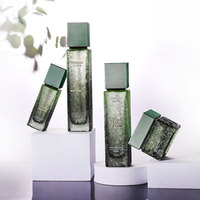 Ensemble d'emballage de soins de la peau en verre vide personnalisé de luxe bouteille à pompe de lotion finition mate diffuseur de crème de sérum bouchon à vis sérigraphie