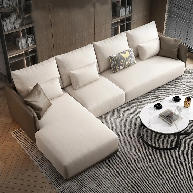 Modern Italian Leather sofa design metal corner lounges and sofas nordic Living room furniture