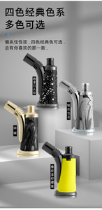 Briquet torche moderne de luxe plaqué or, au butane, coupe-vent, portable, avec motif marbre noir - Product Image 5