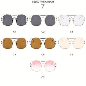 Gafas de Sol de Moda 2025 con Logotipo Personalizado, Montura Grande Poligonal para Mujer, Protección UV400, Gafas de Sol de Piloto Extra Grandes de Metal para Dama - Product Image 6