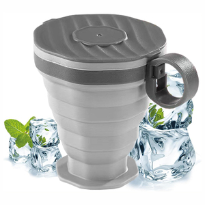 Bpa Free Collapsible Silicone Travel Coffee Mug <b>Reusable</b> Folding Water <b>Cup</b> Silicone Coffee <b>Cup</b> with Grip - Product Image 1