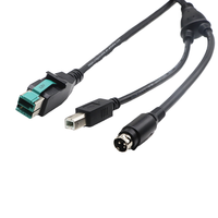 Kabel Data USB 12V Bertenaga DIN3pin+USB B/M Satu Kabel Jadi Dua Kabel Data USB 12V Bertenaga